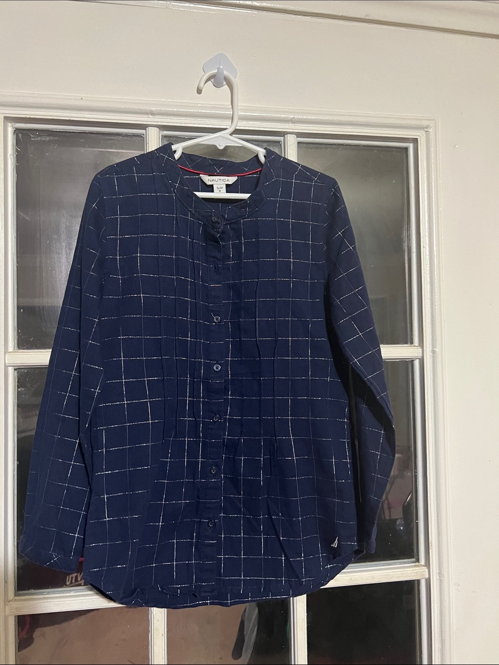 Nautica Navy Blue Button-Front Shirt unisex